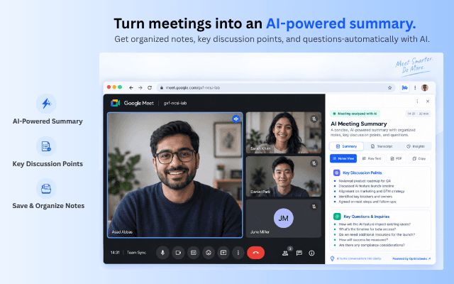 MeetFlow AI meeting summary with key discussion points
