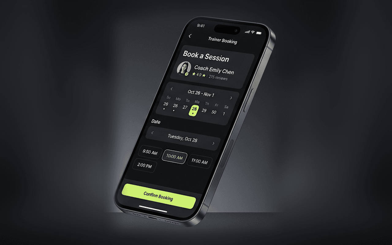 GymForge trainer session booking screen